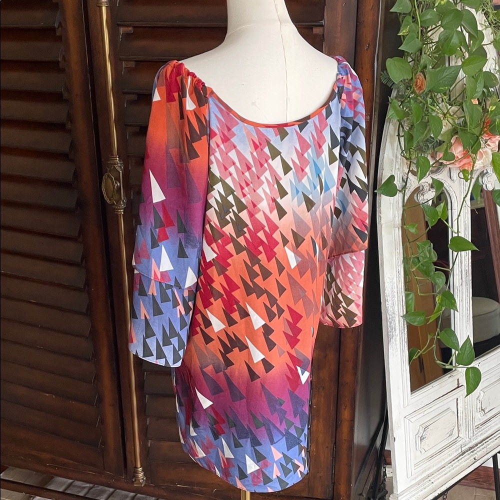 Romeo Juliet Couture Geometric Multicolor Adjustable Off-Shoulder Dress Large - Picture 11 of 11